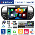 Für Fiat 500 2007-2015 7" DAB+ Carplay Autoradio Android 13 GPS Navi RDS 64G Kam