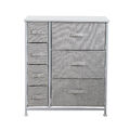 B-Ware SVITA ARI Metall-Regal Stoffschubladen Aufbewahrung Sideboard Weiß-Grau