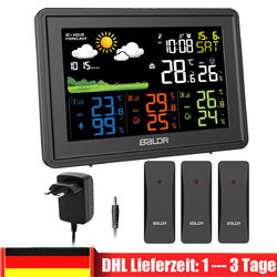 Funk-Wetterstation mit 3 Funksensoren; innen/außensensor ; Farbdisplay ; Wecker