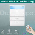 Highboard Kommode mit LED Standschrank Sideboard Anrichte Weiß Hochglanz 83cm