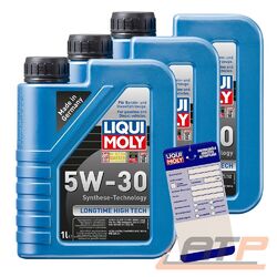 3x 1 L LITER LIQUI MOLY LONGTIME HIGH TECH 5W-30 MOTOR-ÖL MOTOREN-ÖL 32077753### INKL. ÖLWECHSEL-ANHÄNGER ###