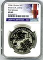 2024 GREAT BRITAIN 1OZ SILVER NGC MS69 BRITANNIA & AND LIBERTY FIRST RELEASES A5