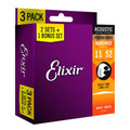 Elixir 16544 Nanoweb Acoustic Ph Bronze 11-52 - 3 Pack - Westerngitarrensaiten