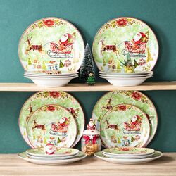 VEWEET Geschirr Kombiset 30/18/16/12tlg Weihnachtsbaum Tafelservice Teller Set