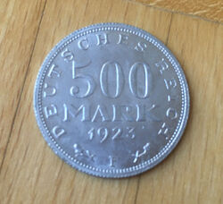 500 Mark 1923 F Aluminium Inflation Weimar Republik Deutsches Reich