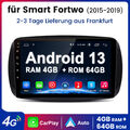 Für Mercedes Benz Smart Forfour Fortwo 453 Carplay 64G Autoradio NAVI Android 13