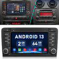 4-Core 2+64GB Autoradio Android 13 GPS Navi 4G LTE WIFI Für Audi A3 S3 RS3 8P 8V