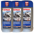 3 x SONAX XTREME Polish+Wax 3 Hybrid NPT, Lackpflege, Autopolitur, Wachspolitur