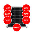 Solarmodul Solarpanel Solarzelle 10 20 30 40 50 80 Watt Mono Photovoltaik 12V