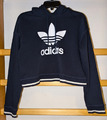 Adidas Cropped Sweatshirt mit Kapuze Dunkelblau Schwarzblau Gr. S