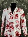 WEICHER SOMMERBLAZER VINTAGE 90ER JAHRE GEBLÜMT ROT-WEISS AUS REINER BAUMWOLL...