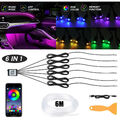 6M Auto LED Ambiente Innenraumbeleuchtung RGB 6in1 Lichtleiste Mit APP Control