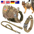 Taktisches Hundegeschirr + Hundehalsband + Leine Militär Nylon für große Hunde