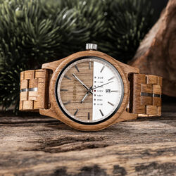 Holzuhr Herren Holz Armbanduhr Chronograph Männeruhr Geschenk Weihnachten Neu