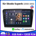 128GB Android 13 Autoradio Carplay GPS Navi Für Skoda Superb 2 II 2008-13 DAB BT