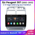 Android12 Autoradio GPS Navi Radio DAB+ 32GB RDS Für Peugeot 307 SW CC 2002-2013