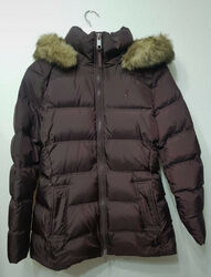 Tommy Hilfiger Daunenmantel mit Webpelz - Bordeaux Rot Gr. M neuwertig