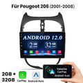 DAB+ 2+32G Android 12 Carplay Autoradio GPS Navi WIFI RDS KAM Für Peugeot 206 CC