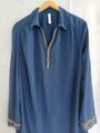 Damen Bluse,Tunika,Sheego Style,Gr.48 blau mit Perlenstickerei,40°,Polyester,40°