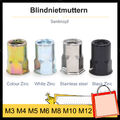 Blindnietmuttern Einnietmuttern Senkkopf M3 M4 M5 M6 M8 M10 M12 Edelstahl A2 V2A