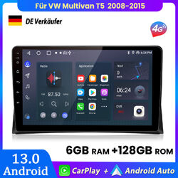 6+128GB Carplay Android13 Autoradio GPS NAVI BT DAB Für VW Multivan T5 2009-2015