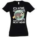 Youth Designz Damen T-Shirt Faultier ICH ATME Lustiger Spruch Fun Print Logo