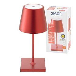 SIGOR LED Akku-Tischleuchte Nuindie Mini aus in Kirsch IP54 Rot