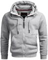 A. Salvarini Herren Pullover Langarm Sweatjacke Kapuzen Hoodie O293 Hellgrau NEU