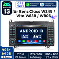 Autoradio Für Mercedes-Benz A B Klasse Vito W169 W639 4+64 GPS Navi Android 13.0