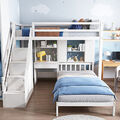 Etagenbett Kinderbett Stockbett Hochbett mit Schreibtisch und Treppe 90x200cm