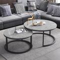 2er Couchtisch Set Wohnzimmertisch Rund Beistelltisch Sofatisch Modern Marmor DE