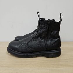 Dr. Martens 2976 mit doppeltem Reißverschluss Chelsea mono schwarz Leder Stiefeletten UK 8