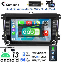 DAB+ 2+64GB Android Autoradio Carplay GPS Für VW Golf 5 6 Polo 6R Touran Tiguan