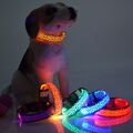 LED Leuchthalsband Hunde Halsband Leuchtband Blink 3 Modi Gr. M rot