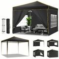 3x3m Pavillon Wasserdicht Stabil Gartenpavillon Doppeldach Partyzelt Gartenzelt