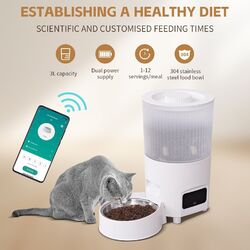 Katze Hunde Futterautomat Futterspender Trockenfutterspender Feeder 3L WIFI APP