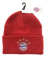 Kinder Beanie/Mütze Strickmütze 5 Sterne Logo rot FC Bayern München 31166