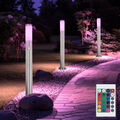 RGB LED 3er Set Außen Steh Lampe Bewegungsmelder Dimmer Garten Stand Leuchte 