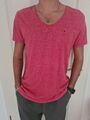 Cooles Tommy Hilfiger Herren T-Shirt rot-weiß meliert Shirt Gr. XXL eher nur XL