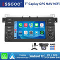 Carplay 7" Autoradio Android 12 2+32G GPS NAV MIK Kamera Für BMW E46 318 320 325