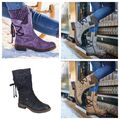 Damen Warm Schlupfstiefel Stiefeletten Schnür Boots Winterschuhe Schneestiefel