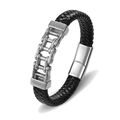 Echt Leder Herren Armband Panzer Kette Black Lederband Magnet 21,5cm SALE %📣 