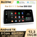 128GB Autoradio Carplay Für BMW E60 E61 12.3“Android 14 Autoradio GPS SWC  LHD