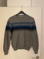 Malo Kaschmir Pullover - Grau mit schönem blauen Muster - Fällt aus wie Größe S