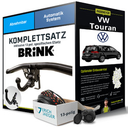 Für VW Touran Typ 1T1,1T2,1T3 Anhängerkupplung abnehmbar +eSatz 13pol 06- ABEBis 25.09. im FlashSale 10% sparen*!