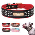 Personalisiert Hundehalsband mit Gravur Namen Telefon Strass Lederhalsband M-XL