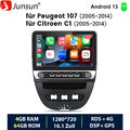 Für Peugeot 107 Citroen C1 Toyota Aygo Android 13 Carplay Autoradio GPS Navi 64G