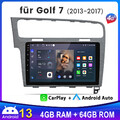 4+64G Android 13 Autoradio CarPlay GPS Navi Für VW Golf 7 VII MK7 2012-17 SWC BT