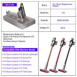 9000mAh Akku Für Dyson V8 V7 V6 Ersatzakku Großer SV10 SV11 Absolute Staubsauger