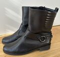 Gabor  Stiefelette Top Zustand Boots Damen Schwarz Leder Schuhe Gr.40,5 UK 7 000